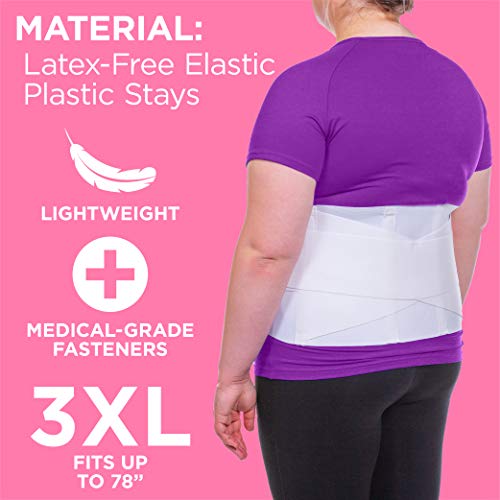 BraceAbility Women's Back Brace for Female Lower Back Pain - Lightweight Soft White Elastic Lumbar Compression Support Belt is Discreet Under Clothes for Ladies, Nurses, Walking (XL)