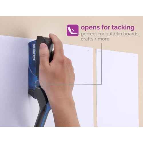 PaperPro Compact Classic Desktop Stapler, 15 Sheet Capacity, No Effort, One Finger, 80% Easier Stapling, Blue