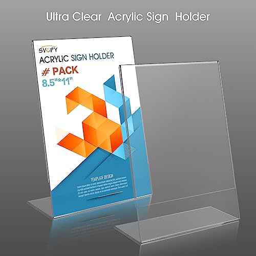 Acrylic Sign Stand Holder - 8.5x11 Inches Plastic Acrylic Literature Holders, 12 Pack Sign Holders Suit for Flyer, Magazine, Pamphlet, Booklet Display