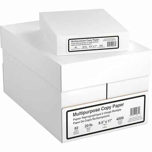 Multipurpose Copy & Printer Paper, Letter Size 8.5" x 11", 20 lb, 92 Bright, White, 500 Sheets/Ream, 8 Reams (4,000 Sheets Total)