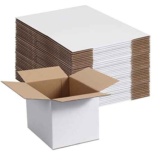 40 Pack Small Shipping Boxes 8x6x6 Inches, White Corrugated Cardboard Mailing Boxes for Shipping Packing Small Business
