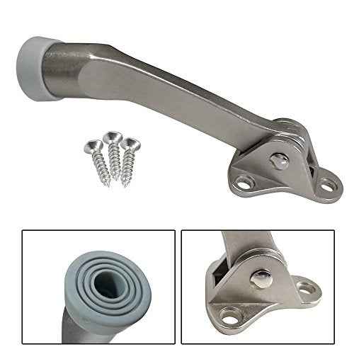Boshen 15Pcs Kickdown Door Stopper Easy-Install Door Stop Holder Premium Rubber Foot Ajustable Height (Satin Nickel, 15 Pack)