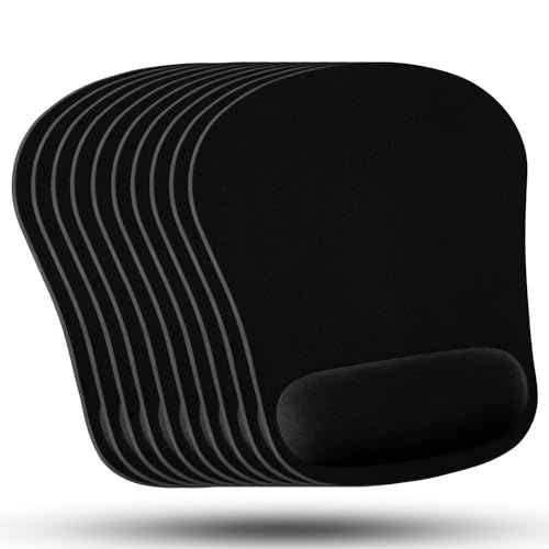 Mouse Pad with Wrist Rest Comfortable Ergonomic Wrist Support Memory Foam Mousepad Black, Computer Mouse Pads for Desk Office & Home, Cushion & Pain Relief, Non-Slip Rubber, 10 Pack