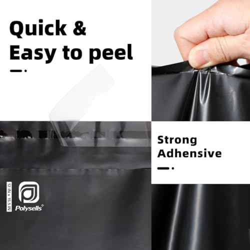 POLYSELLS 500 pcs 12x15.5 Inches Black Poly Mailers Shipping Envelopes, Strong Adhesive Sealing, Waterproof, and Tear-resistant Postal Mailing Bags for Clothing, Books, and Accessories