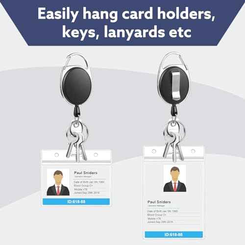 20 Pack Badge Reels Retractable ID Badge Holder with Carabiner Heavy Duty Badge Reel Clip and Key Chain for Work Office