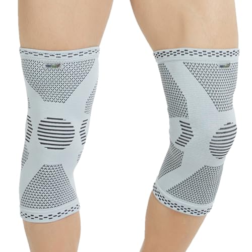 NeoTech Care Knee Support Brace - Breathable - Men, Women, Right or Left (Gray, Size M, 1 Pair)