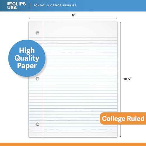 Notebook Paper Loose Leaf College Ruled 10.5¡± x 8¡± Filler Paper 56 gsm 150 Sheets Per Pack 1800 Sheets (12 Pack)