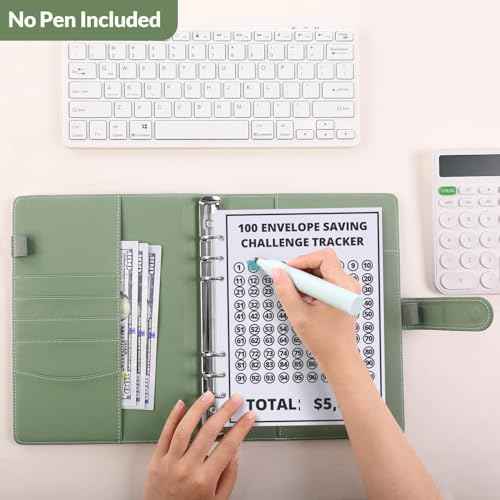 SKYDUE 100 Envelopes Money Savin Challenge Binder, A5 Money Saving Budget Binder with Cash Envelopes - Savings Challenges Book to Save $5,050