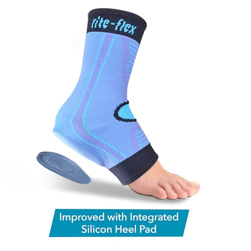 3-in-1 Ankle Compression Sleeve with Silicone Heel Pad - Ankle Brace for Sprains, Foot Fatigue, Post Surgery, Plantar Fasciitis Relief & Support (1, Small)