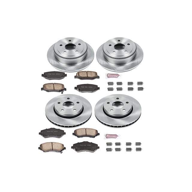 PowerStop Front and Rear Brake Kit For Jeep Wrangler 2007-17 | Jeep Wrangler JK 2018 - Disc Rotors & Ceramic Brake Pads Replacement, KOE2798