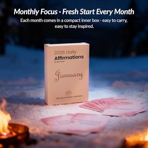 2026 Daily Affirmation Cards, 365 Positive Affirmation Cards for Women & Men, Inspirational Quote Card Divided by 12 Months, Birthday, Christmas & New Year Gifts for Women