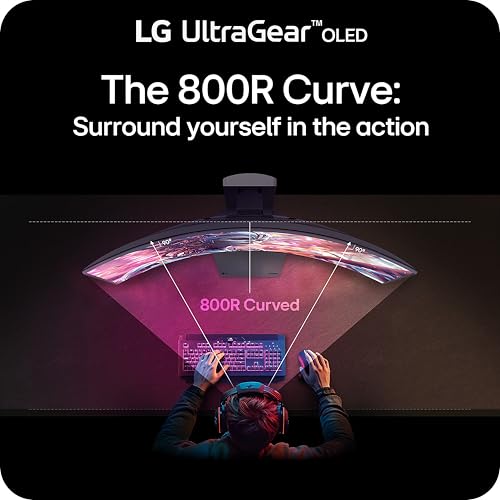 LG 45GX900A-B 45-Inch Ultragear WQHD (3440 x 1440) OLED Curved Gaming Monitor, 240Hz, 0.03ms, NVIDIA G-Sync, VESA DisplayHDR True Black 400, HDMI 2.1, DisplayPort, USB Type-C PD 65W, Black