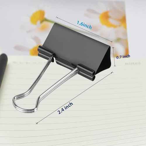 Ufmarine 40 Pcs Large Binder Clips 1.6 inch Length, Binder Clips Large for Office