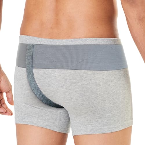 ORTONYX Inguinal Hernia Belt for Men and Women with Removable Compression Pad and Adjustable Waist Strap, Hernia Support Truss for Inguinal, Incisional Hernias, Left/Right Side - Gray S/M