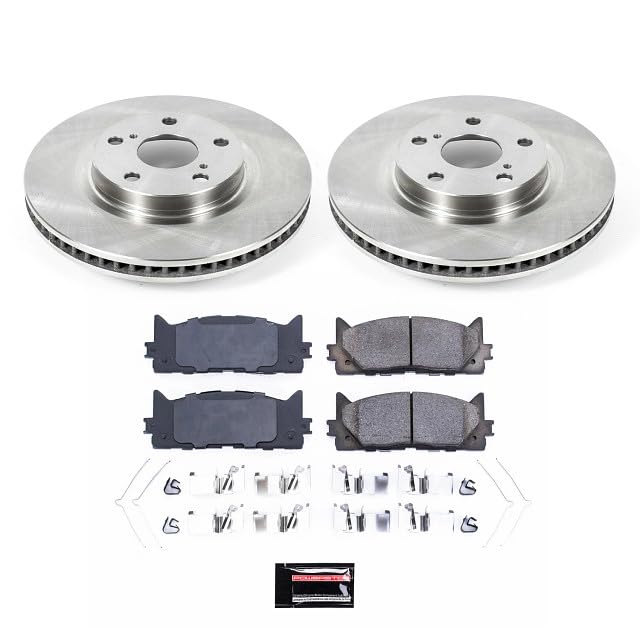 PowerStop Front Brake Kit For Lexus ES300h 2013-18 |ES350 2007-18 |Toyota Avalon 2008-18 |Camry 2007-17 - Disc Rotors & Ceramic Brake Pads Replacement, KOE3053