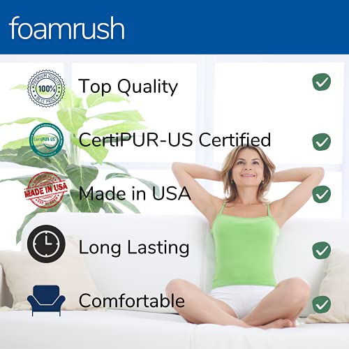 FoamRush 6" H x 24" W x 26" L High Density Premium Quality Upholstery Cushion, Seat Replacement, Sheet Padding Made in USA