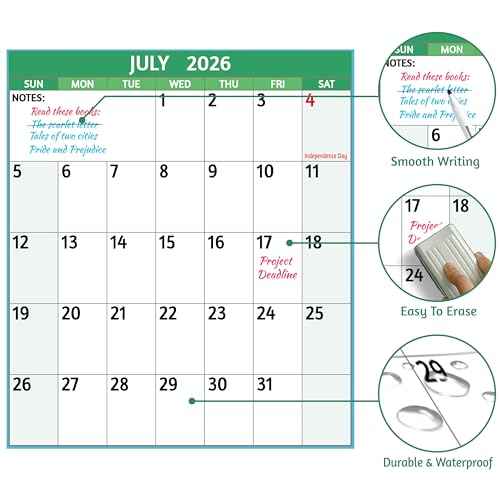 2026 Dry Erase Calendar ? Large Yearly Wall calendar 2026, 38.2'' x 25.2'', 2-Side Reversible Calendar 2026, Vertical/Horizontal, Jan 2026 ? Dec 2026, 2026 Wall Calendar Dry Erase with Notes, Stickers