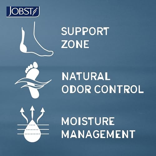 JOBST Sport Knee High 20-30 mmHg Compression Socks, Royal Blue/Grey, Small