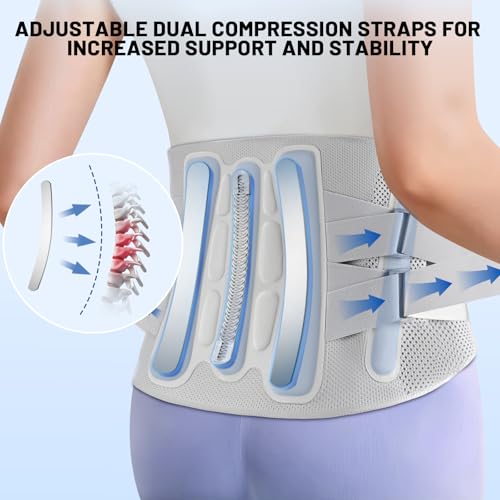 Adjustable Back Brace-Size M(Belly 29.5-37.4 in),360° Support with 4 Steel Stays and Removable Triangle Pad,Ideal for Office and Active Use for Men and Women.