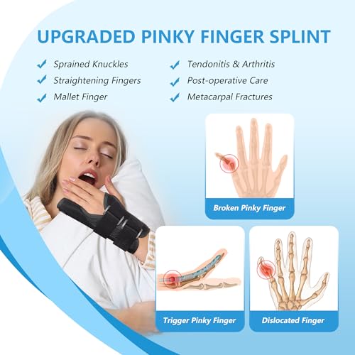 Pinky Finger Splint, Finger Splint for Pinky, Broken Pinky Finger Brace, Little Finger Splint, Metacarpal Finger Splint Hand Brace for Trigger Finger, Arthritis, Pinky Splint Left Hand, S