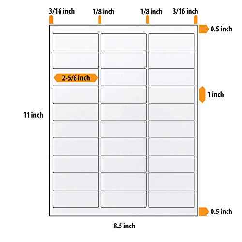 Buhbo 30-UP FBA Product Sticker Labels 1" x 2-5/8" Address Labels for Laser & Ink Jet Printers (500 Sheets, 15,000 Labels)