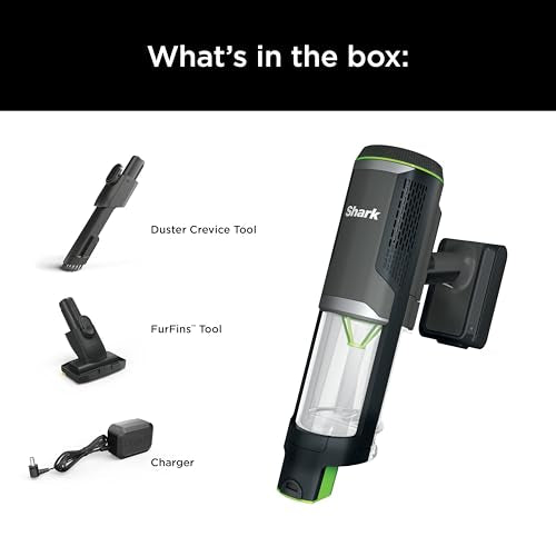 Shark PowerBoost Cordless 2-in-1 Car/Home Handheld PowerVac, Powerful Suction, 40 Minute Runtime, Portable, 3 Cleaning Modes, LED Screen, Furfins Tool, Duster Crevice Tool, Charcoal, BH102