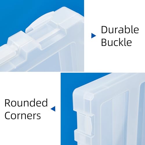 8 Pack Paper Storage Boxes, 8.5 x 11 Plastic Portable Project Case for US letter Size and A4 paper, Plastic Multi-Purpose Thick Scrapbook Storage Box for Office,Craft or Art Supplies