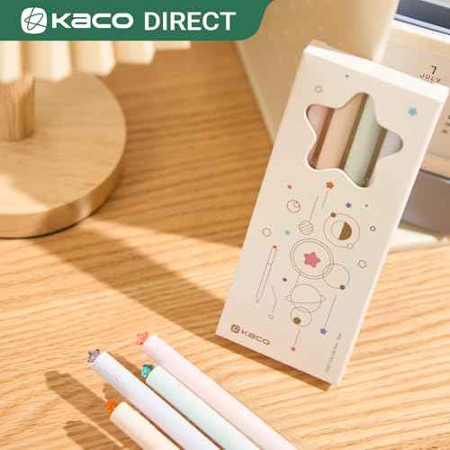 Kaco FIRST Gel Pens Cute Stationery Black Ink, 0.7 mm Medium Point, Aesthetic Cute Star Pens for Journaling (4 Bright Colors)