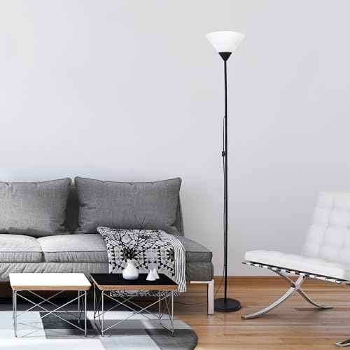 Simple Designs LF1052-BLK 70" Contemporary Classic Metal Uplight Floor Lamp, for Ambient Lighting, Living Room, Bedroom, Black
