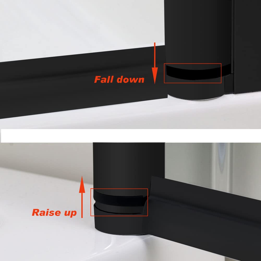 SUNNY SHOWER Adjustable 27.5-29 in. W x 72 in. H Frameless Pivot Shower Door, Matte Black Hardware Finish, Certified Clear Tempered Glass Shower Enclosure
