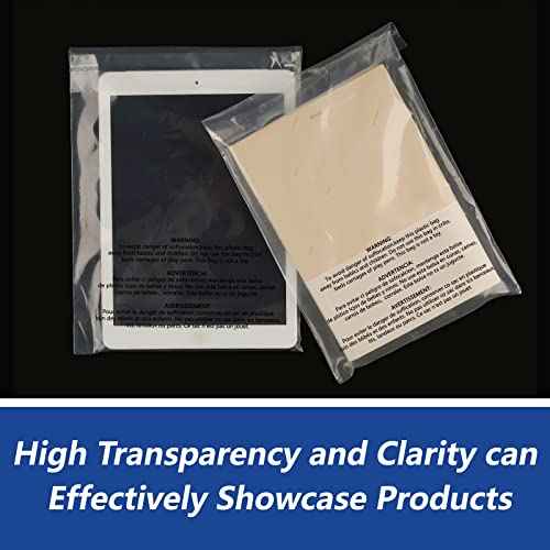 13" x 15" (500 Count) Self Seal Clear Poly Bags with Suffocation Warning for Packaging, Shipping, Clothing, Shirts & FBA - Resealable Adhesive