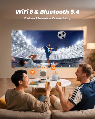 Yaber T1 Pro3 Mini Projector with WiFi and Bluetooth, Dolby Audio & Turbo Sonic Bass, Auto Focus & Keystone, Native 1080 FHD with HDR10, Portable Projector for Outdoor Indoor Use