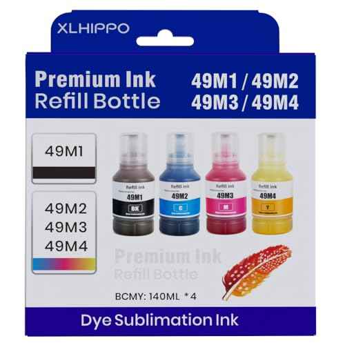 560ML T49M Sublimation Ink for Surecolor F170 F570 Dye-Sublimation Printer T49M1 T49M2 T49M3 T49M4 (4 * 140ml Refill Ink Bottles) Autofill/ICC-Free/Anti-UV