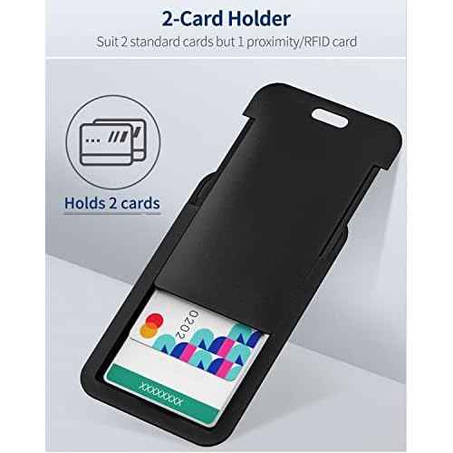 Uniclife 1 Pack Sliding ID Badge Holder Hard Black Vertical Plastic Card Case Protector Pouch with Clear Window for Office School ID Credit Cards Proximity Key Cards Driver¡¯s Licenses and Passes