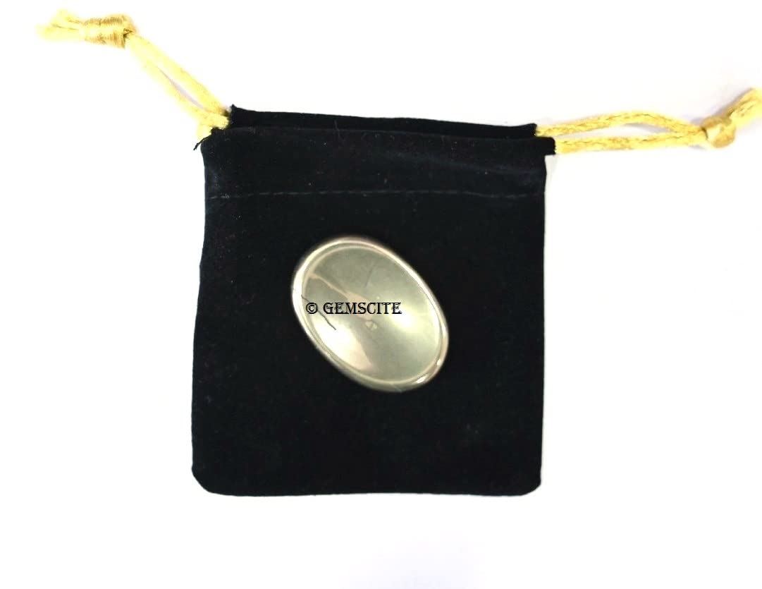 GEMSCITE Pyrite Thumb Worry Stones Metaphysical Gemstone Crystal Healing Reiki Men Women Gift FENG Shui Positive Energy Love Wellness Palm Stones Wicca Powerful