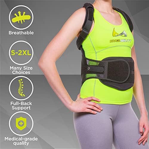 BraceAbility TLSO Full-Body Back Brace Support - Hard Clamshell Jacket for Thoracic Kyphosis, Parkinson's Disease, Fractured Spine, Scoliosis, Postural Correction, Post-Surgery Recovery (Medium)