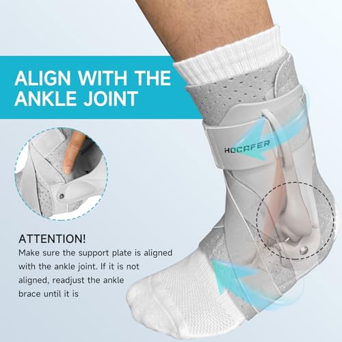 Right Ankle Brace for Women & Men - Ankle Support Sprained Ankle Brace for Achilles,Tendon,Sprain,Injury Recovery,Ankle Support Brace for Running, Basketball, Football (Grey,L,Right)
