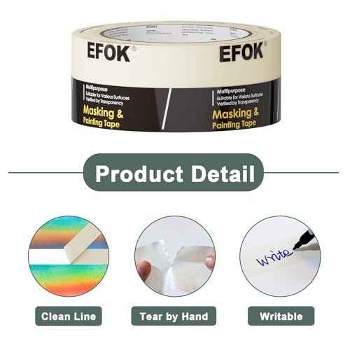 10 Pack Masking Tape 2 Inch Wide Bulk, 2025 Upgrade White Painters Tape Anti-UV General Purpose, 1.88 Inch ¡¿ 55 Yards Total 550 Yards