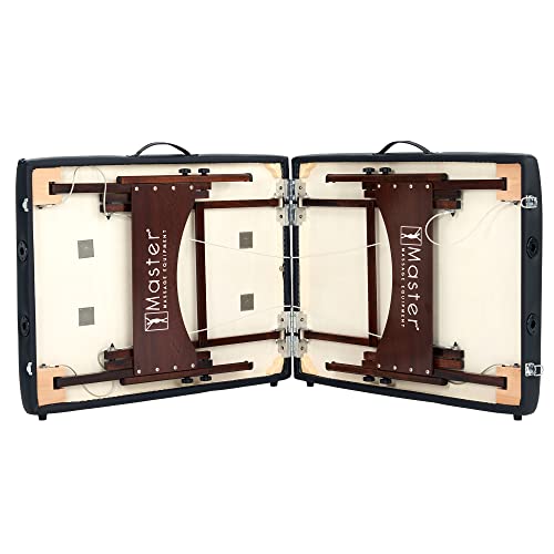 Master Massage 28" Argo Portable Massage Table in Black with Walnut Legs- Spa Bed for Tabletop Exercise & Massage- Beauty Bed Tattoo Bed- Lash Table