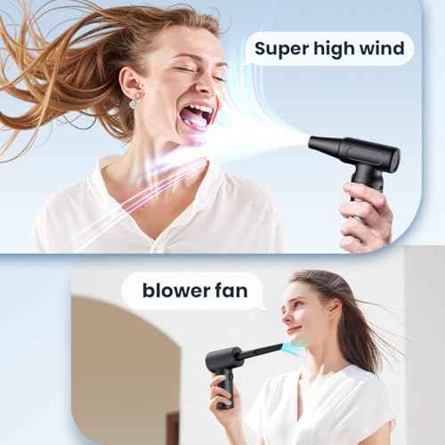 Electric Compressed Air Duster - 32,0000 RPM Rechargeable Cordless Air Blower for PC, Computer Keyboard Cleaning Kit - Mini Battery Powered Air Duster for Electronics, Car, Home - Replaces Air Cans