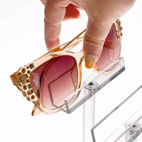MOOCA 3 Pcs Set, Premium Acrylic Eyeglass Holder Stand, Sunglasses Orgaznizer, Sunglass Holder, Eyeglass Display, Eyewear Rack, Glass Display, 8 in H