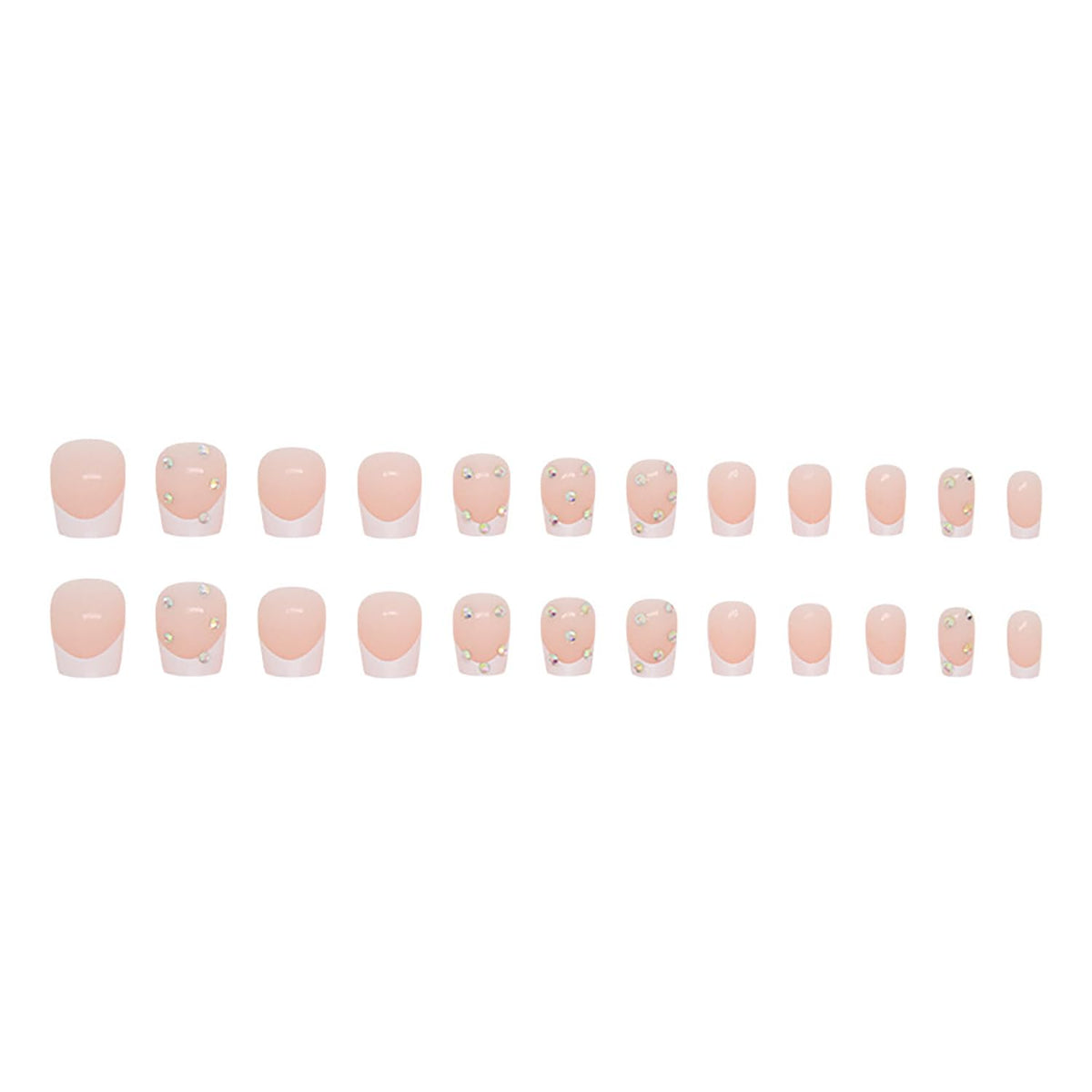 Press on Nails Extra Short Square MABKJLF French Tip Fake Nails Full Cover Glue on Nails Rhinestones False Nails White Acrylic Press on Nails Stick on Nails Artificial Nails for Women Girls 24 Pcs