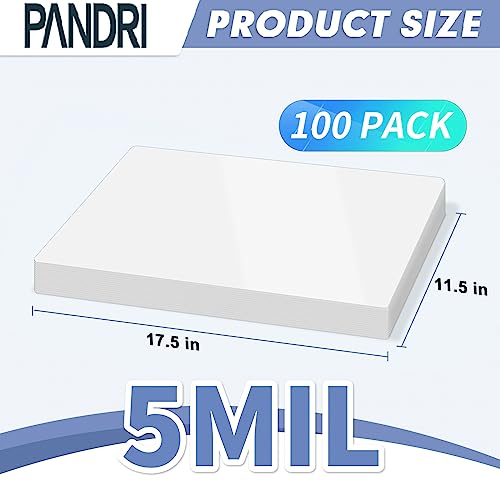 Laminating Sheets, PANDRI 100 Pack Thermal Laminating Pouches Holds 11 x 17 Inch, 5 Mil Plastic Laminator Paper 11.5 x 17.5 Inch, Clear Round Corner
