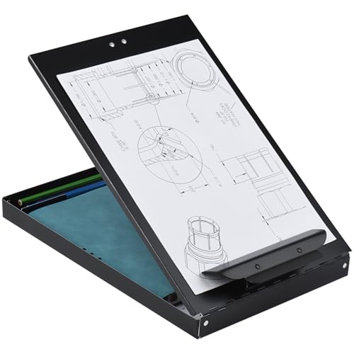ZCZN Aluminum Clipboard with Storage, 2 Pack Recycled Metal Clipboard Box, Form Holder, Suitable for School, Office, Jobsite or Medical Staff, 9.25 x 13.78 Inches, Black