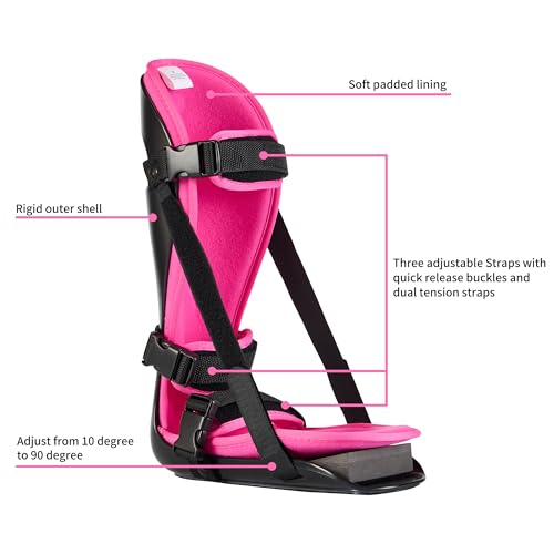Plantar Fasciitis Night Splint, Adjustable Foot Brace for Pain Relief, Achilles Tendonitis Night Splint Women(Black Shell and Pink lining L)