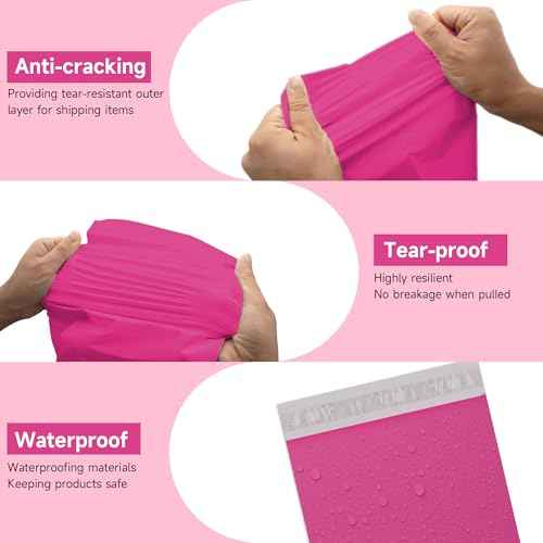 KKBESTPACK 500 Pcs 12x15.5 Poly Mailer Envelopes Shipping Bags Self Adhesive Waterproof Bags (Pink)