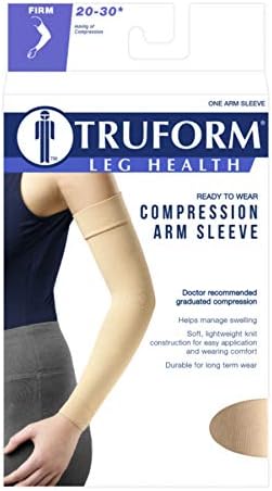 Truform Lymphedema Compression Arm Sleeve, 20-30 mmHg Post Mastectomy Support, Black, Large