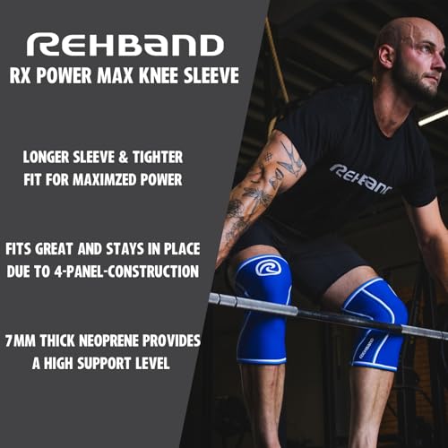 Rehband 7mm Power Max Knee Compression Sleeve for Strength Sports, Competition Grade, Neoprene Knee Sleeves for Bodybuilding & Heavy Powerlifting, Colour:Camo - 1 Pair, Size:Small