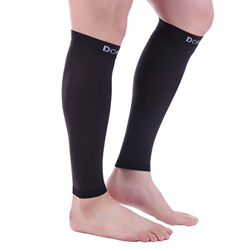 Doc Miller - Compression Calf Sleeve for Petite Men & Women, Medical Grade, 20-30mmHg Graduated Support for Running, Calf Tear, Shin Splints, Knee High, Black Calf Sleeves, Medium Size, 1 Pair, Petite