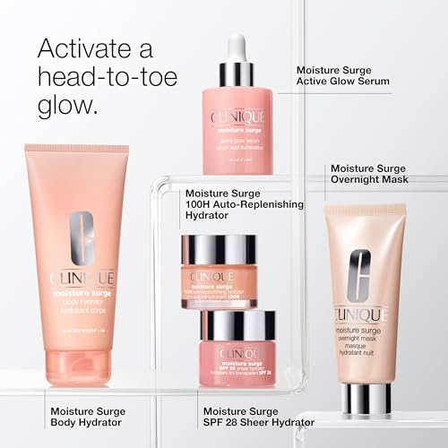 Clinique Moisture Surge 100H Auto-Replenishing Hydrator Oil Free Face Moisturizer | With Hyaluronic Acid, Aloe Bioferment and Vitamins C + E | Hydrating + Moisturizing, Mini Travel Size, 0.5 Fl Oz